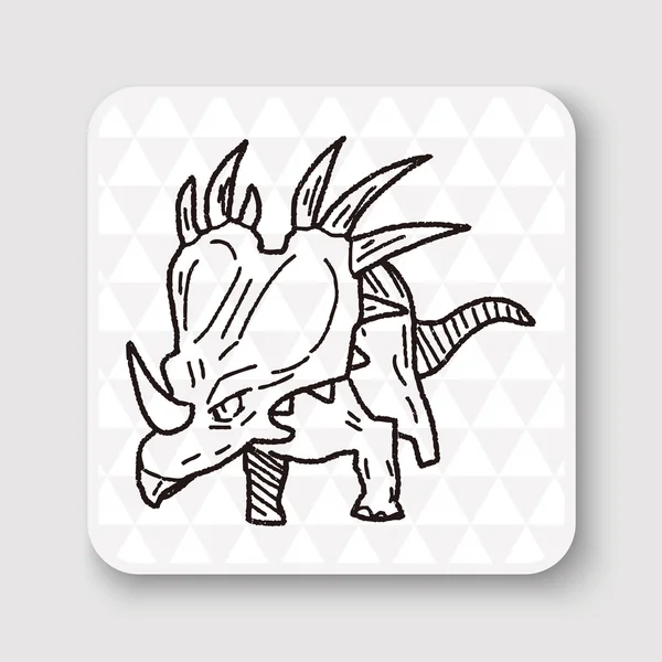 Triceratops dinosaura doodle vektorové ilustrace — Stockový vektor