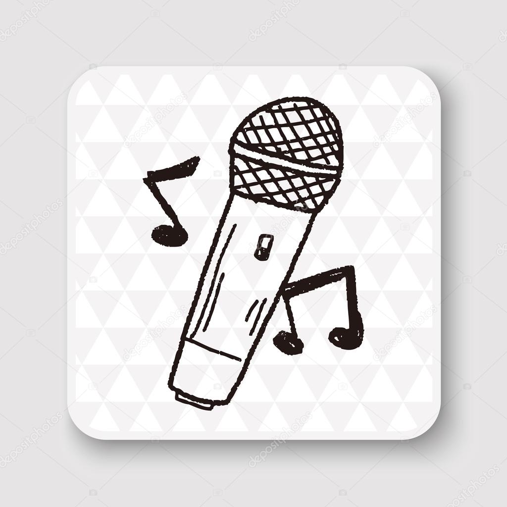 doodle microphone vector illustration