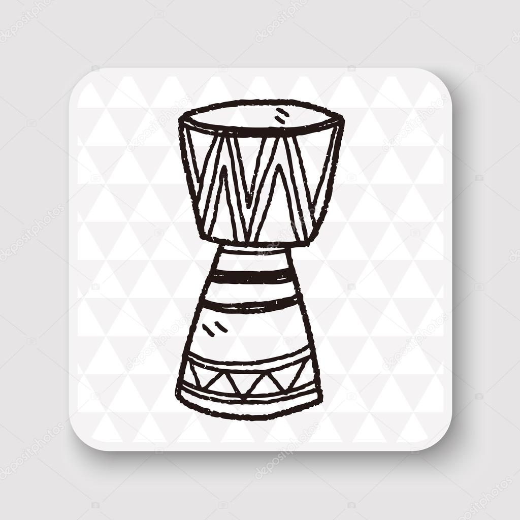 African drum doodle vector illustration
