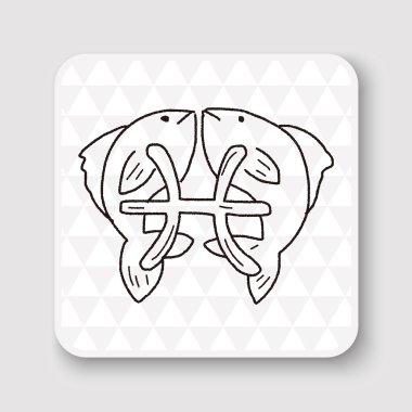 Balık takımyıldızı doodle vektör çizim