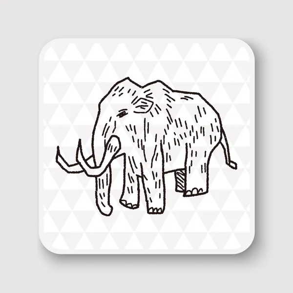 Mamut doodle vector ilustración — Vector de stock