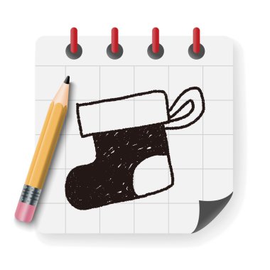 Noel çorap çizim vektör çizim doodle