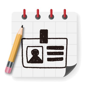Kimlik kartı çizim vektör çizim doodle