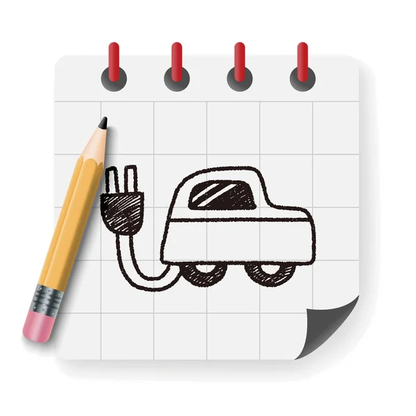 Doodle Electricity car vector illustration — Stock Vector