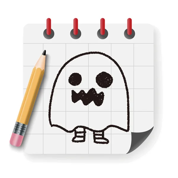 Ghost doodle drawing vector illustration — Stock Vector