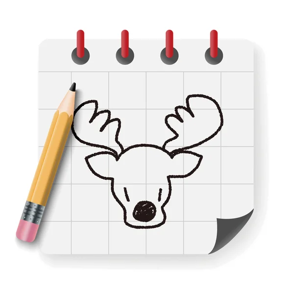 Reindeer doodle drawing vector illustration — Stock Vector