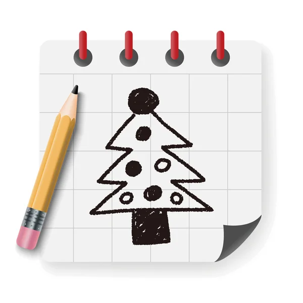 Albero di Natale doodle disegno vettoriale illustrazione — Vettoriale Stock
