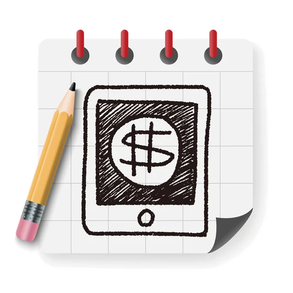 Doodle mobiele financiering vector illustratie — Stockvector