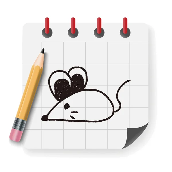 Desenho do doodle do mouse ilustração vetorial — Vetor de Stock