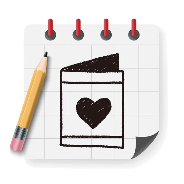 Carta de amor garabato dibujo vector ilustración — Vector de stock