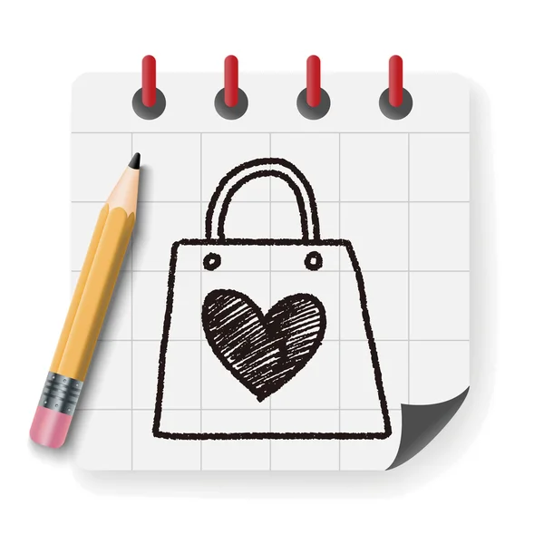 Doodle amor compras vetor ilustração — Vetor de Stock