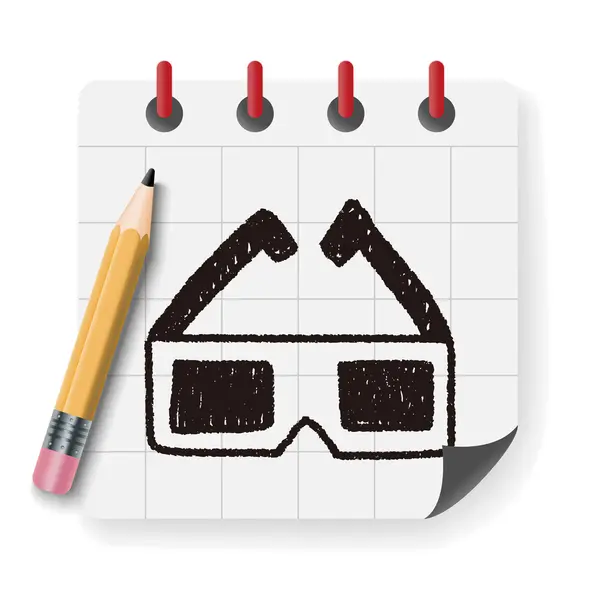 Illustrazione vettoriale di disegno doodle glassess 3D — Vettoriale Stock