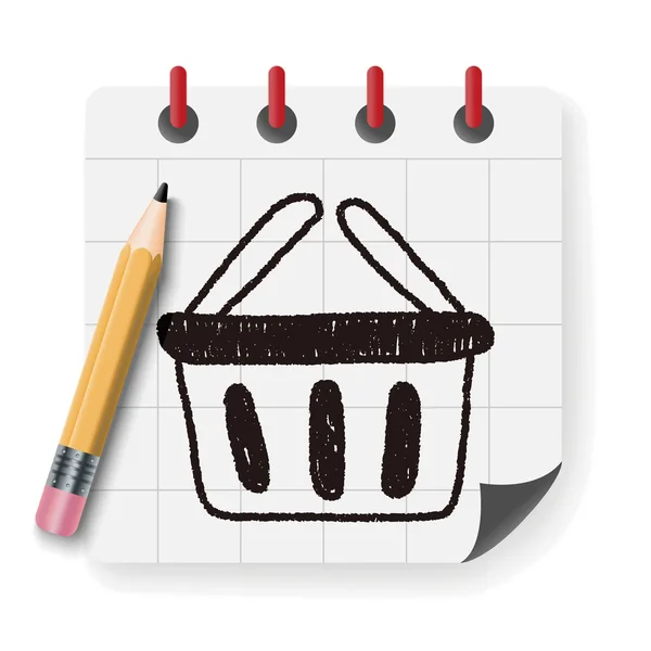 Shopping basket doodle disegno vettoriale illustrazione — Vettoriale Stock