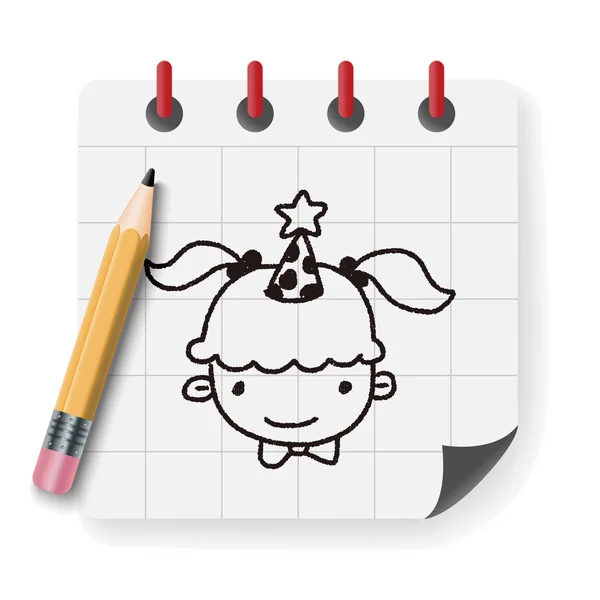 Doodle cumpleaños chica vector ilustración — Vector de stock