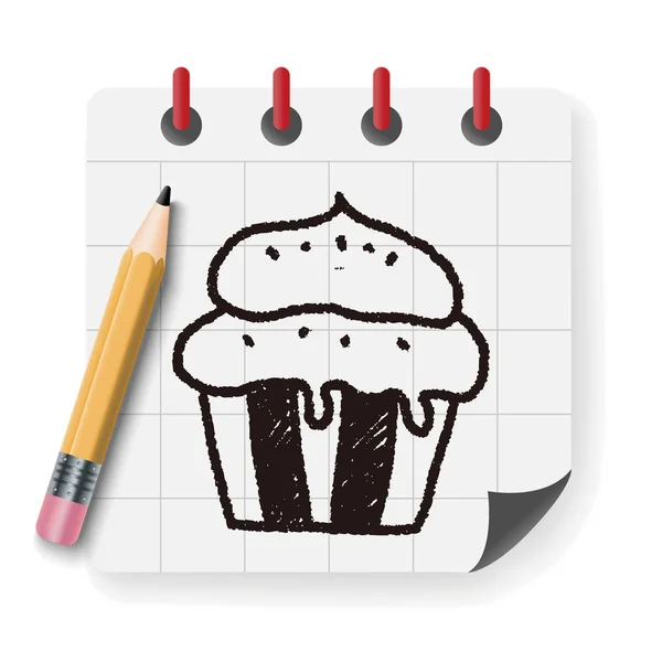 Cupcake doodle dibujo vector ilustración — Archivo Imágenes Vectoriales