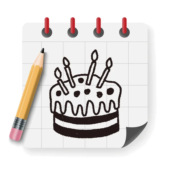Doodle Cake Vektor Illustration — Stockvektor