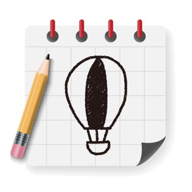 sıcak hava balonu doodle çizim vektör çizim