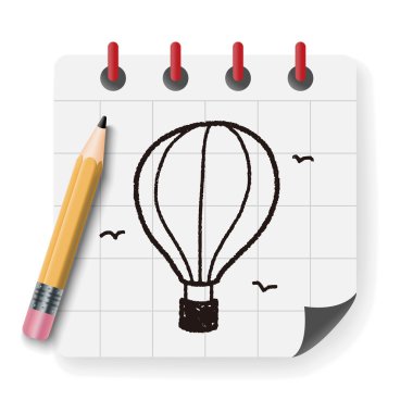 sıcak hava balon vektör çizim doodle