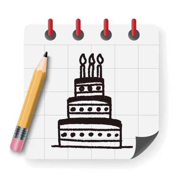 Doodle Cake Vektor Illustration — Stockvektor