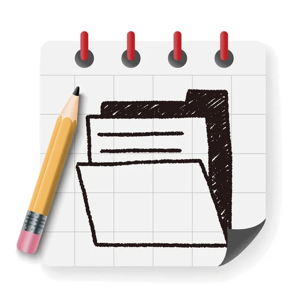 Cuaderno archivos doodle dibujo vector ilustración — Archivo Imágenes Vectoriales