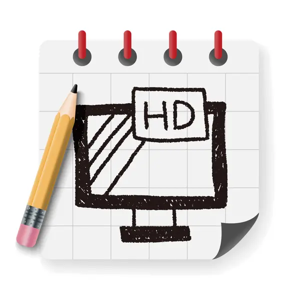 Televisión doodle dibujo vector ilustración — Archivo Imágenes Vectoriales