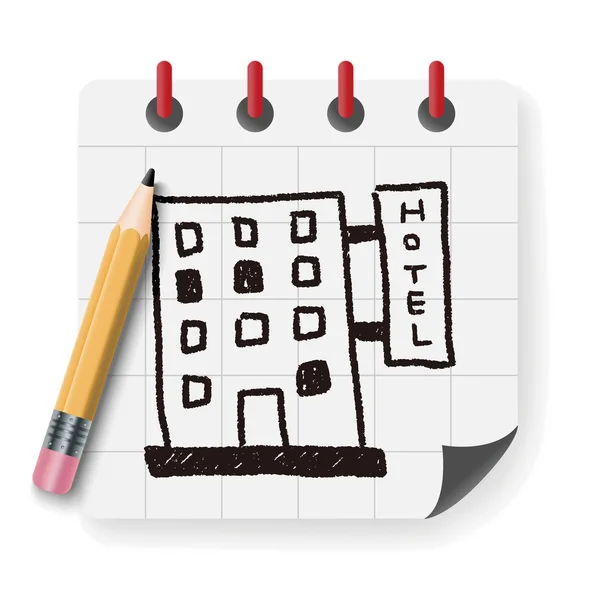 Hotel doodle kreslení vektorové ilustrace — Stockový vektor