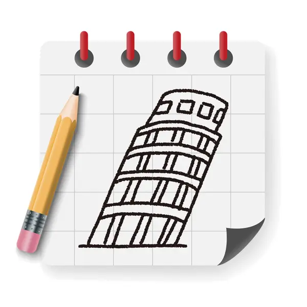 Leaning Tower of Pisa vektör çizim doodle — Stok Vektör