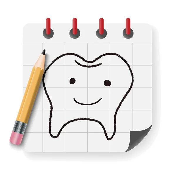 Doodle Tooth Vektor Illustration — Stockvektor