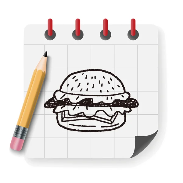 Doodle Hamburger Vektor Illustration Vektor Illustration — Stockvektor