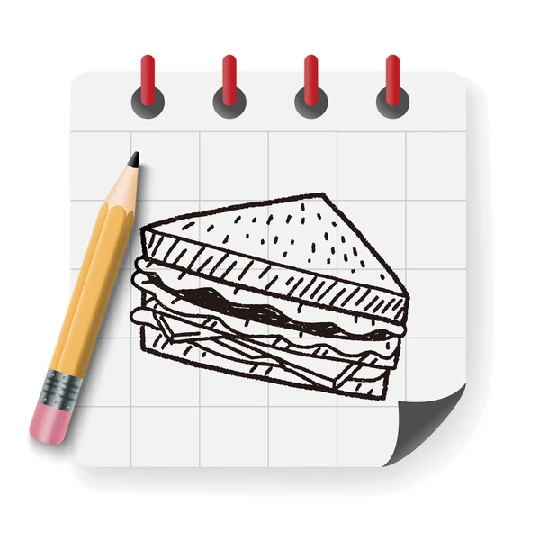 Doodle Sandwich Vektor Illustration — Stockvektor