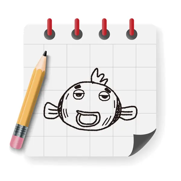 Ilustración vectorial Doodle Goldfish — Vector de stock