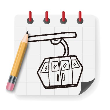 Teleferik doodle vektör çizim