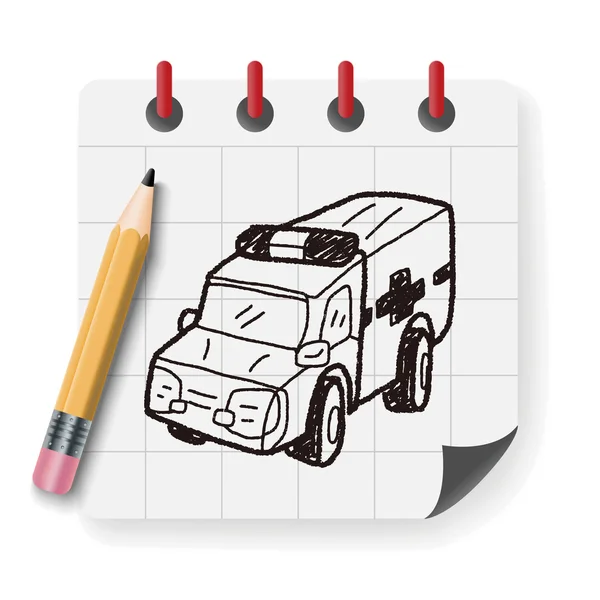 Ambulancia doodle vector ilustración vector ilustración — Archivo Imágenes Vectoriales