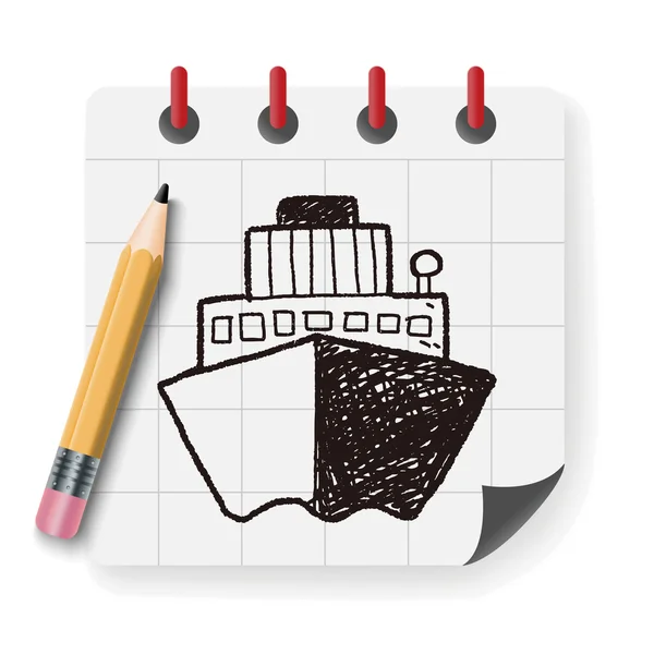 Barco doodle vetor ilustração — Vetor de Stock