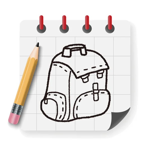 Ilustración de vector de bolsa Doodle School — Vector de stock