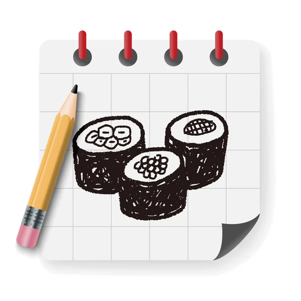 Sushi doodle illustrazione vettoriale illustrazione vettoriale — Vettoriale Stock