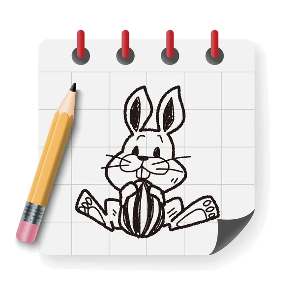 Easter bunny doodle vector illustration — Stock Vector