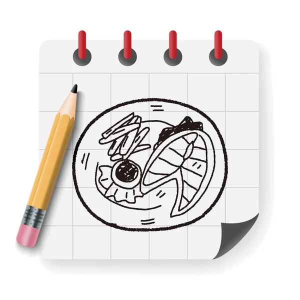 Ψάρια τροφίμων doodle διανυσματικά εικονογράφηση διανυσματικά εικονογράφηση — Διανυσματικό Αρχείο