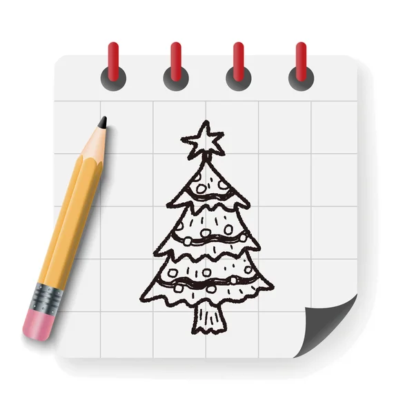 Illustration vectorielle de doodle arbre de Noël — Image vectorielle