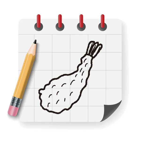 Bak garnalen doodle vectorillustratie — Stockvector