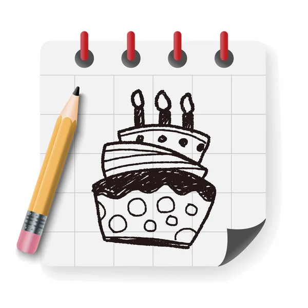 Doodle Cake Vektor Illustration — Stockvektor