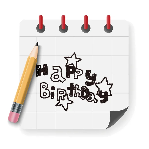 Doodle happy birthday party vector illustration — Stock Vector