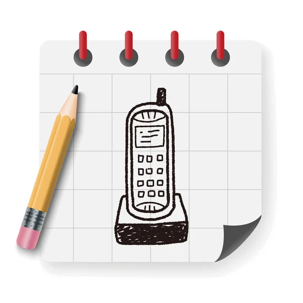 Telefon Doodle Vektor Illustration Vektor Illustration — Stockvektor