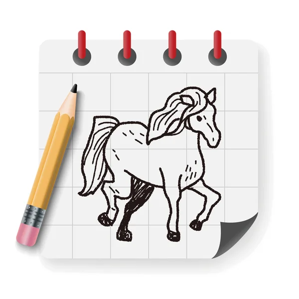 Caballo doodle vector ilustración — Vector de stock