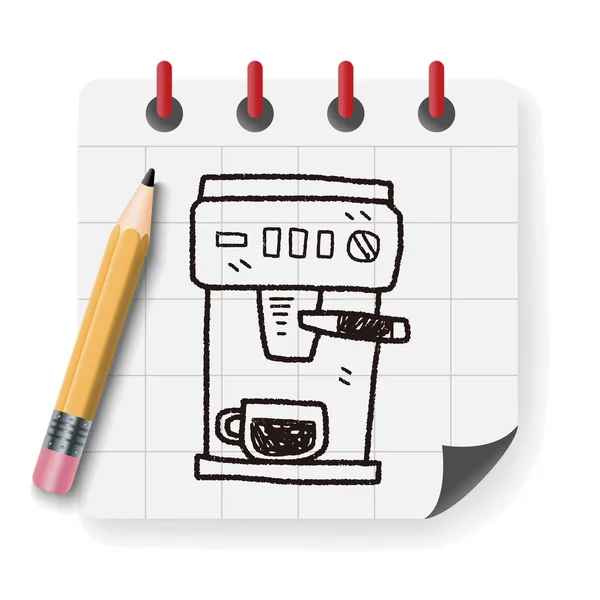 Kaffe maskin doodle vektor illustration — Stock vektor