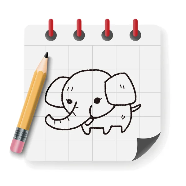 Elefánt doodle vektoros illusztráció vektor illusztráció — Stock Vector