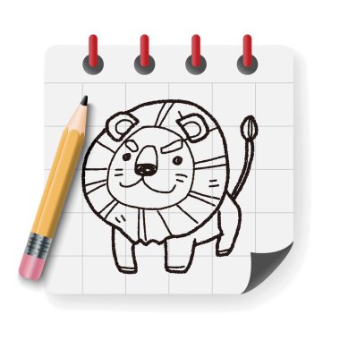Aslan doodle vektör çizim