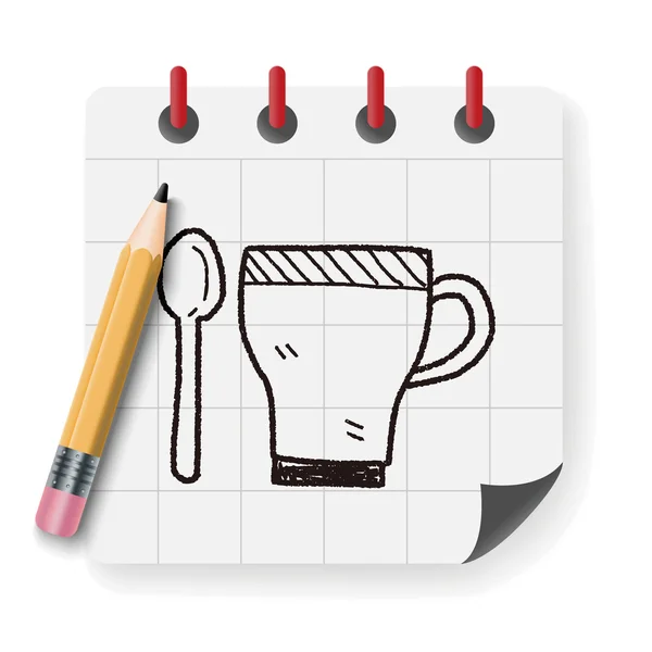 Koffie beker doodle vectorillustratie — Stockvector