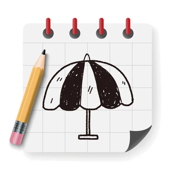 Paraplu doodle tekening vector illustratie — Stockvector