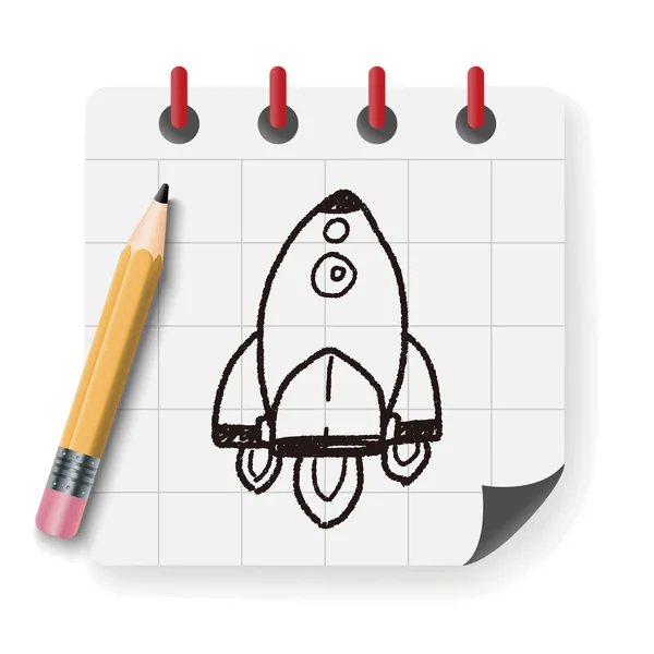 Doodle Spaceship vector ilustração vector ilustração — Vetor de Stock